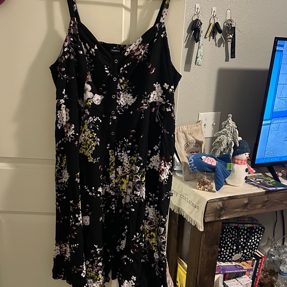 Torrid Black sleeveless Dress with Floral Accents